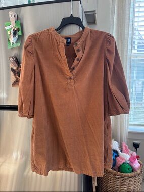 GAP Women's Rust-Orange Button Corduroy Tunic Dress